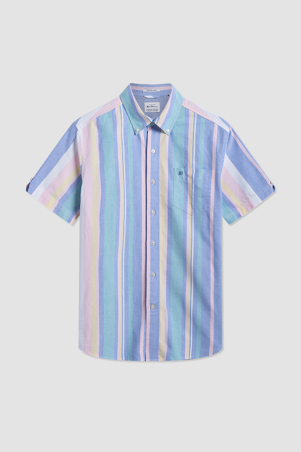 Chemises Ben Sherman Short Sleeve Brighton Oxford Organic Stripe Multicolore Stripes | ZWA-13587735